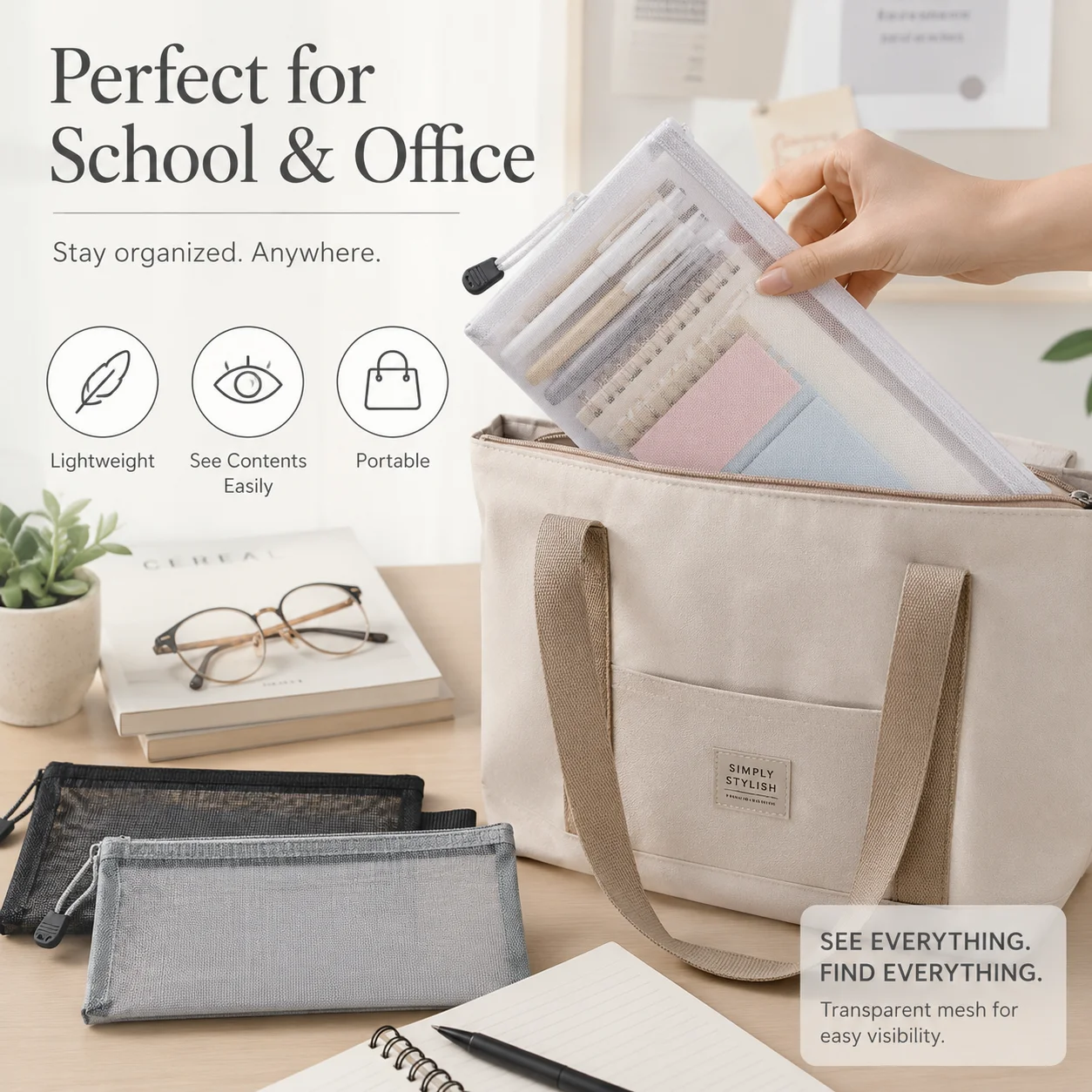 Przezroczysta siatkowa torba n – Clear Mesh Pencil Pouch For Exam recenzja i cena