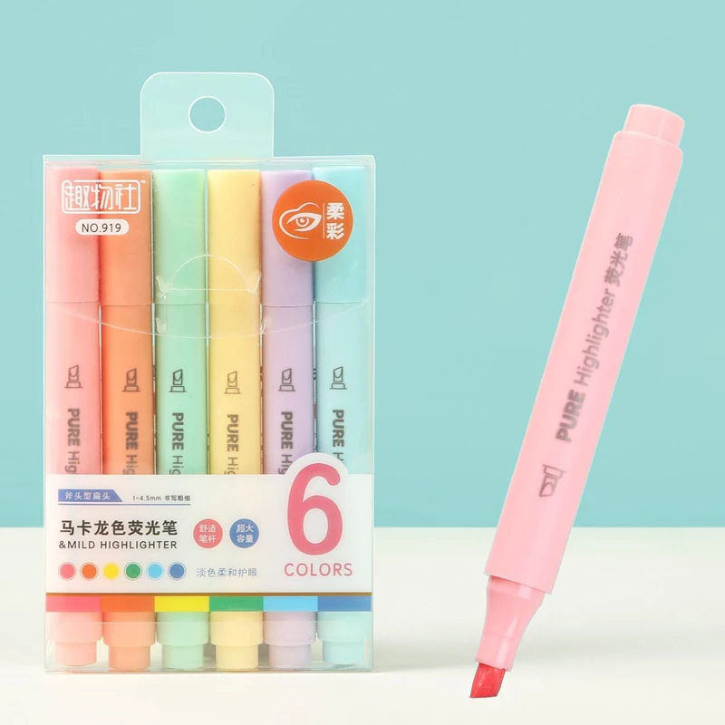 6 sztuk/zestaw Pastelowe Zakre – Pastel Highlighter Set Double Ended recenzja i cena